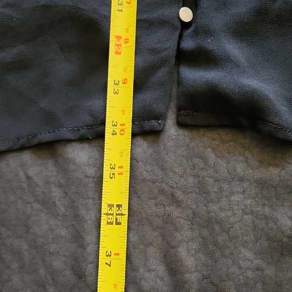 Black Slip Dress Camisole Straps High Low Hem silver tone buttons Pleated Waist - Picture 14 of 16